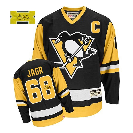 Jaromir Jagr Pittsburgh Penguins Authentic Autographed Throwback CCM Jersey - Black