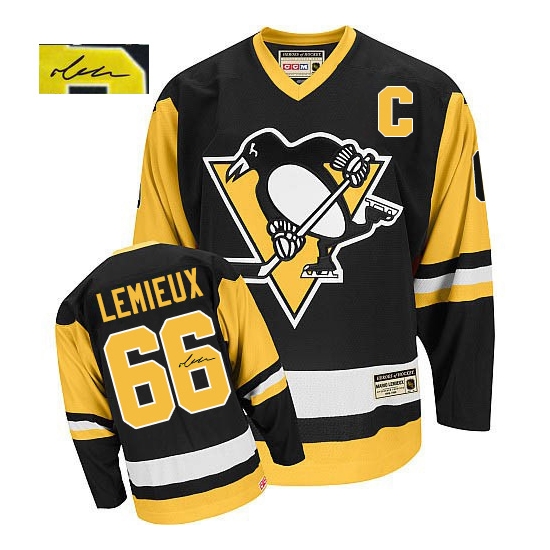 Mario Lemieux Pittsburgh Penguins Authentic Autographed Throwback CCM Jersey - Black