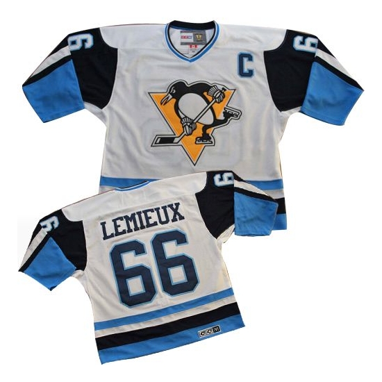 Mario Lemieux Pittsburgh Penguins White/ Authentic Throwback CCM Jersey - Blue