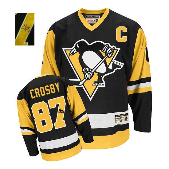 Sidney Crosby Pittsburgh Penguins Authentic Autographed Throwback CCM Jersey - Black