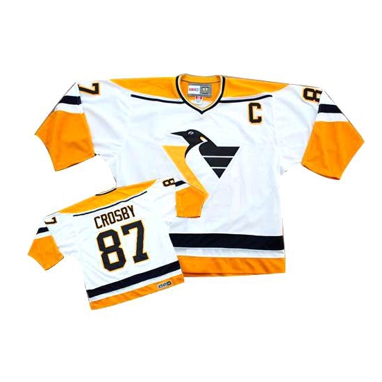 Sidney Crosby Pittsburgh Penguins White/ Premier Throwback CCM Jersey - Orange