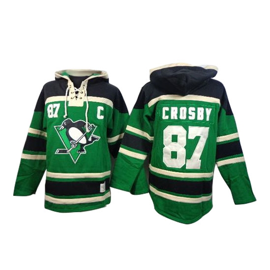 Sidney Crosby Pittsburgh Penguins Old Time Hockey Premier St. Patrick's Day McNary Lace Hoodie Jersey - Green