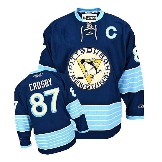 Sidney Crosby Pittsburgh Penguins Youth Premier New Third Winter Classic Vintage Reebok Jersey - Navy Blue