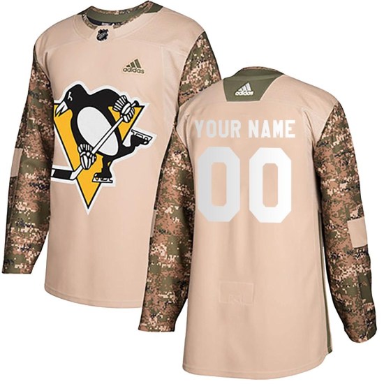 Custom Pittsburgh Penguins Authentic Custom Veterans Day Practice Adidas Jersey - Camo