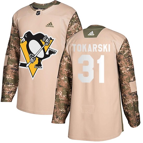 Dustin Tokarski Pittsburgh Penguins Authentic Veterans Day Practice Adidas Jersey - Camo