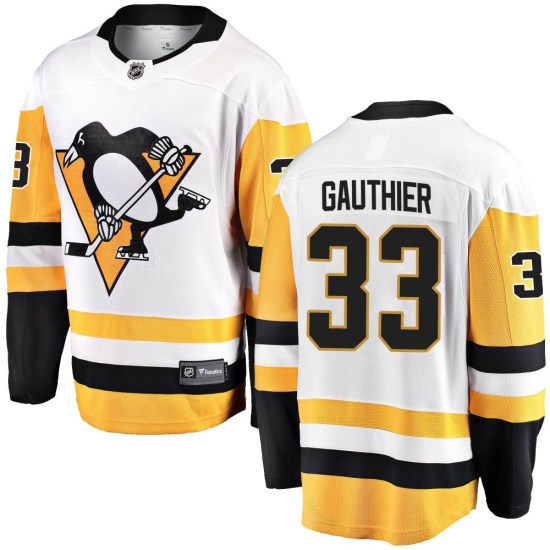 Taylor Gauthier Pittsburgh Penguins Youth Breakaway Away Fanatics Branded Jersey - White