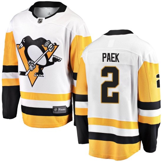 Jim Paek Pittsburgh Penguins Youth Breakaway Away Fanatics Branded Jersey - White