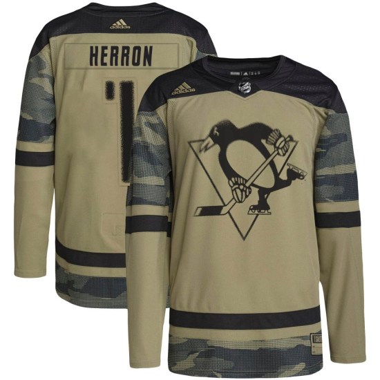 Denis Herron Pittsburgh Penguins Youth Authentic Military Appreciation Practice Adidas Jersey - Camo