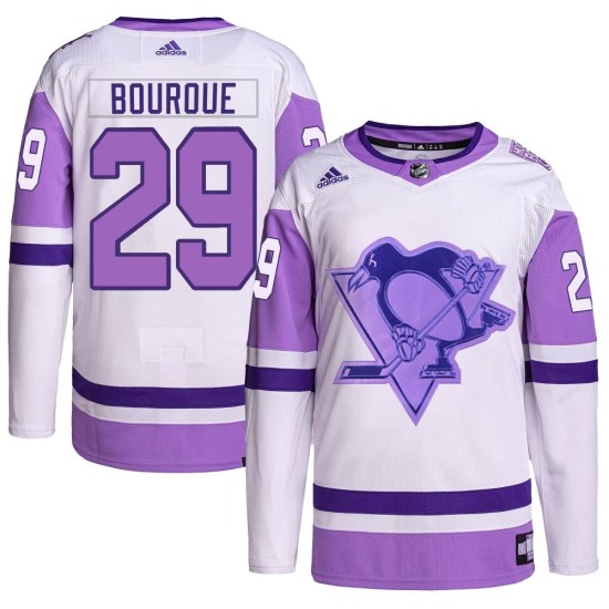 Phil Bourque Pittsburgh Penguins Authentic Hockey Fights Cancer Primegreen Adidas Jersey - White/Purple