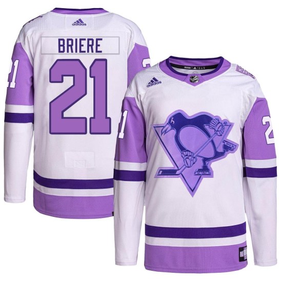 Michel Briere Pittsburgh Penguins Authentic Hockey Fights Cancer Primegreen Adidas Jersey - White/Purple