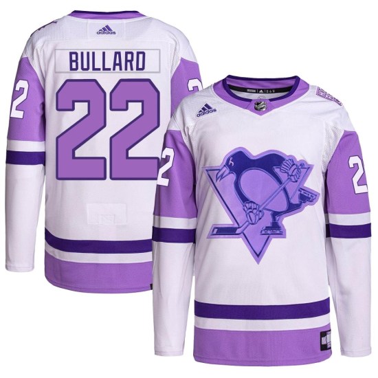 Mike Bullard Pittsburgh Penguins Authentic Hockey Fights Cancer Primegreen Adidas Jersey - White/Purple