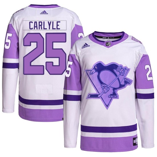 Randy Carlyle Pittsburgh Penguins Authentic Hockey Fights Cancer Primegreen Adidas Jersey - White/Purple