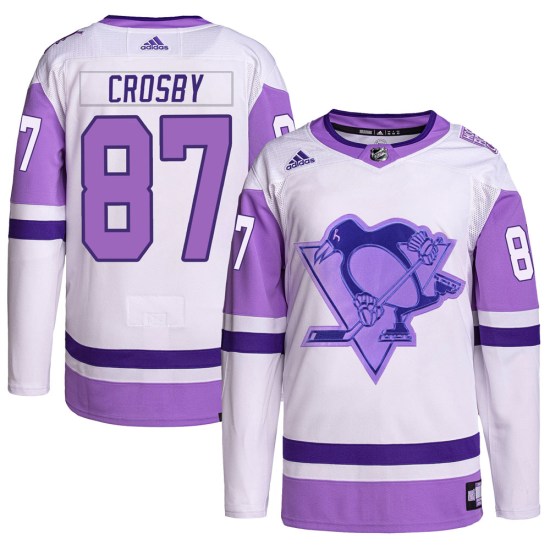 Sidney Crosby Pittsburgh Penguins Authentic Hockey Fights Cancer Primegreen Adidas Jersey - White/Purple
