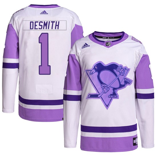 Casey DeSmith Pittsburgh Penguins Authentic Hockey Fights Cancer Primegreen Adidas Jersey - White/Purple