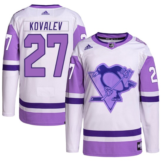 Alex Kovalev Pittsburgh Penguins Authentic Hockey Fights Cancer Primegreen Adidas Jersey - White/Purple