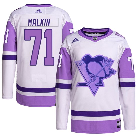 Evgeni Malkin Pittsburgh Penguins Authentic Hockey Fights Cancer Primegreen Adidas Jersey - White/Purple