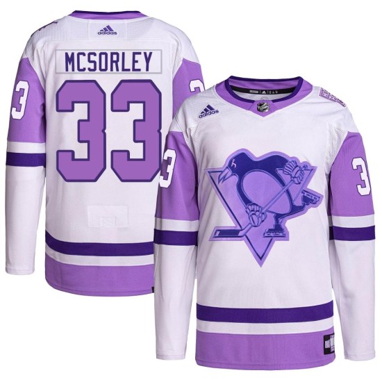 Marty Mcsorley Pittsburgh Penguins Authentic Hockey Fights Cancer Primegreen Adidas Jersey - White/Purple