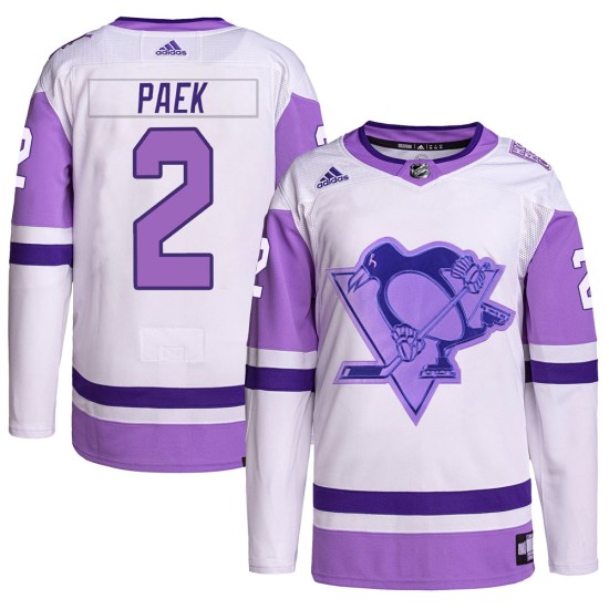 Jim Paek Pittsburgh Penguins Authentic Hockey Fights Cancer Primegreen Adidas Jersey - White/Purple