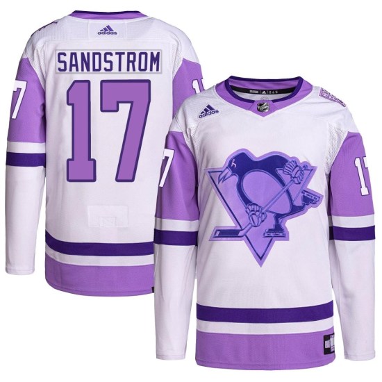 Tomas Sandstrom Pittsburgh Penguins Authentic Hockey Fights Cancer Primegreen Adidas Jersey - White/Purple