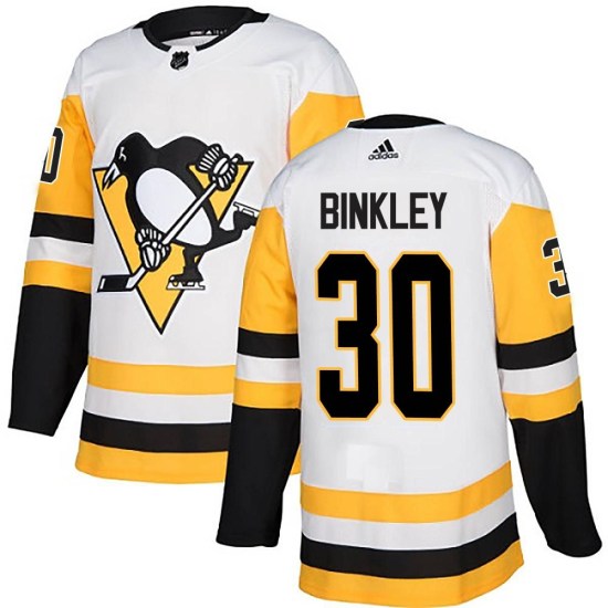 Les Binkley Pittsburgh Penguins Youth Authentic Away Adidas Jersey - White