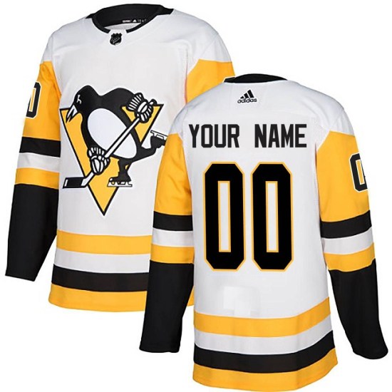 Custom Pittsburgh Penguins Youth Authentic Away Adidas Jersey - White