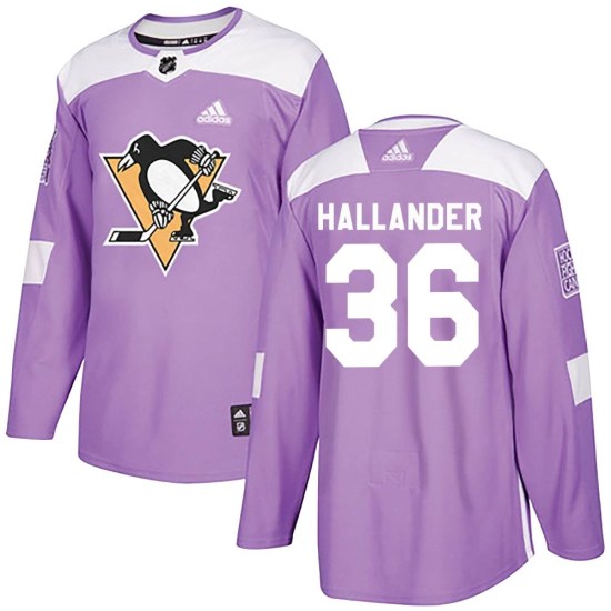Filip Hallander Pittsburgh Penguins Authentic Fights Cancer Practice Adidas Jersey - Purple