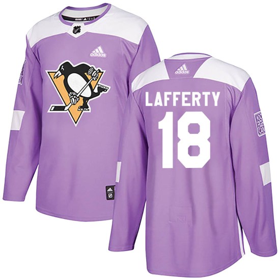 Sam Lafferty Pittsburgh Penguins Authentic Fights Cancer Practice Adidas Jersey - Purple