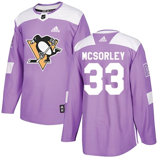 Marty Mcsorley Pittsburgh Penguins Authentic Fights Cancer Practice Adidas Jersey - Purple