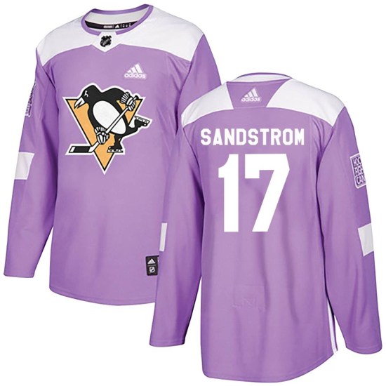 Tomas Sandstrom Pittsburgh Penguins Authentic Fights Cancer Practice Adidas Jersey - Purple
