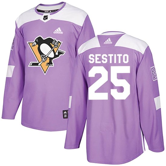 Tom Sestito Pittsburgh Penguins Authentic Fights Cancer Practice Adidas Jersey - Purple