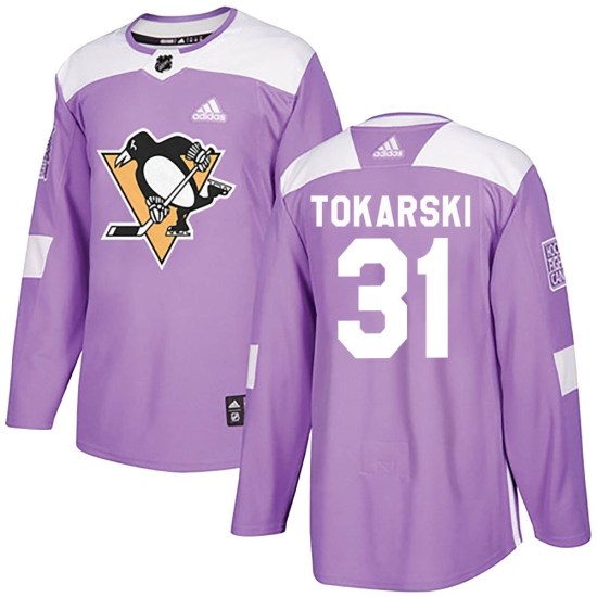 Dustin Tokarski Pittsburgh Penguins Authentic Fights Cancer Practice Adidas Jersey - Purple