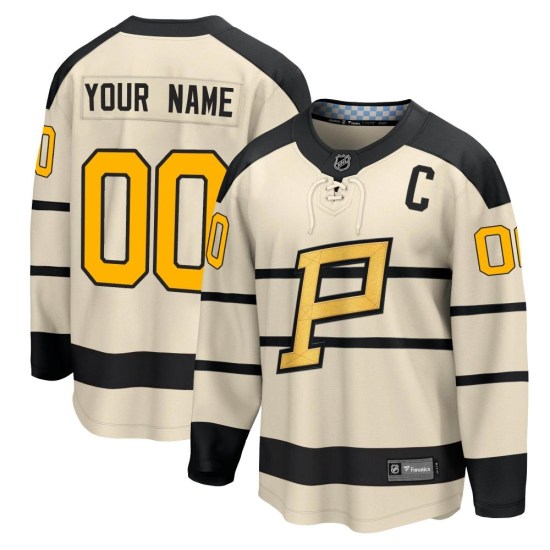 Custom Pittsburgh Penguins Youth Custom 2023 Winter Classic Fanatics Branded Jersey - Cream