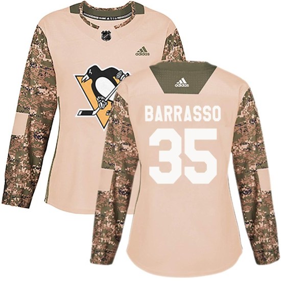 Tom Barrasso Pittsburgh Penguins Women's Authentic Veterans Day Practice Adidas Jersey - Camo