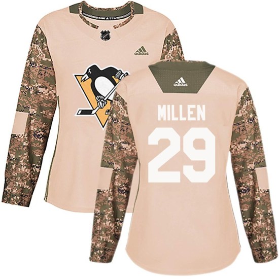 Greg Millen Pittsburgh Penguins Women's Authentic Veterans Day Practice Adidas Jersey - Camo