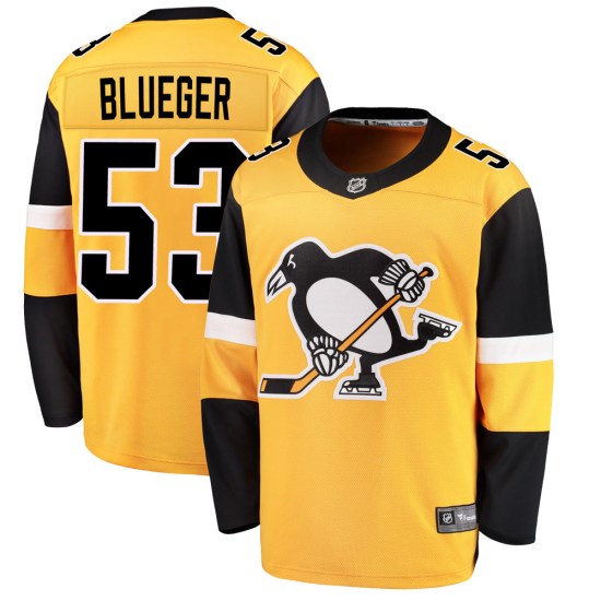 Teddy Blueger Pittsburgh Penguins Youth Breakaway Gold Alternate Fanatics Branded Jersey - Blue