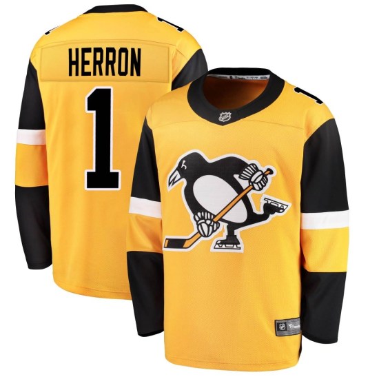 Denis Herron Pittsburgh Penguins Breakaway Alternate Fanatics Branded Jersey - Gold