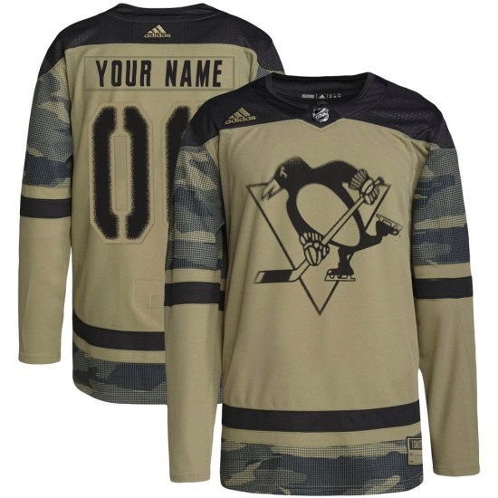 Custom Pittsburgh Penguins Authentic Custom Military Appreciation Practice Adidas Jersey - Camo