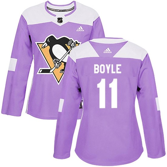 Brian Boyle Pittsburgh Penguins Women's Authentic Fights Cancer Practice Adidas Jersey - Purple