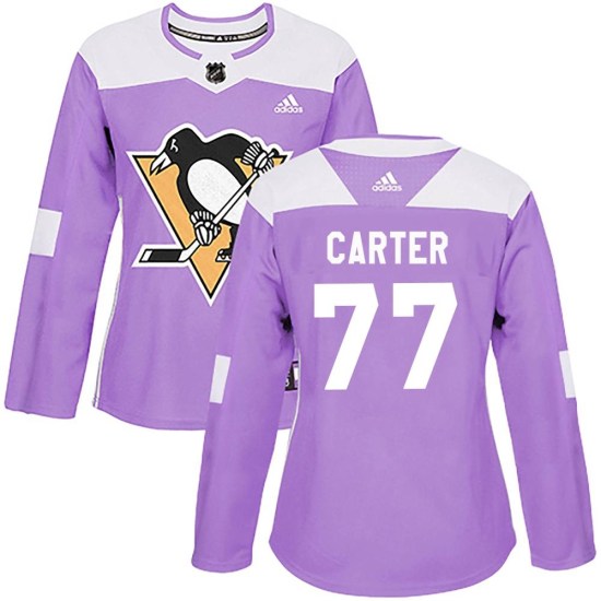 Jeff Carter Pittsburgh Penguins Women's Authentic Fights Cancer Practice Adidas Jersey - Purple