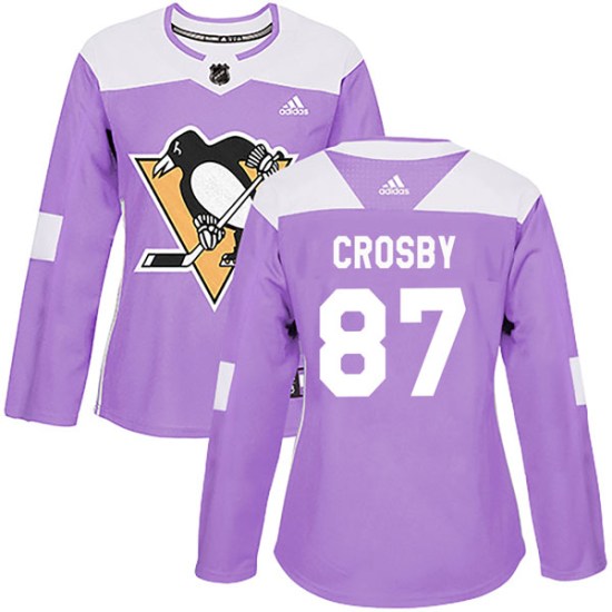 Sidney Crosby Pittsburgh Penguins Women's Authentic Fights Cancer Practice Adidas Jersey - Purple