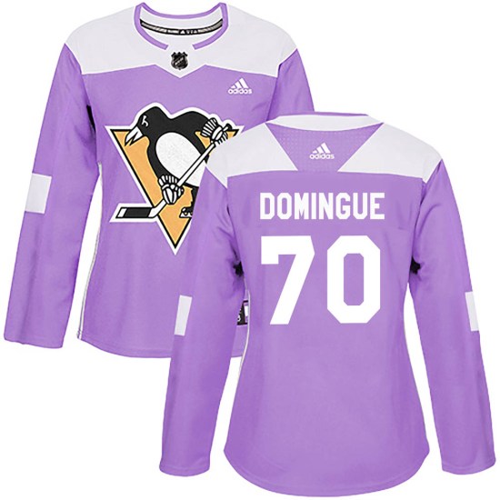 Louis Domingue Pittsburgh Penguins Women's Authentic Fights Cancer Practice Adidas Jersey - Purple