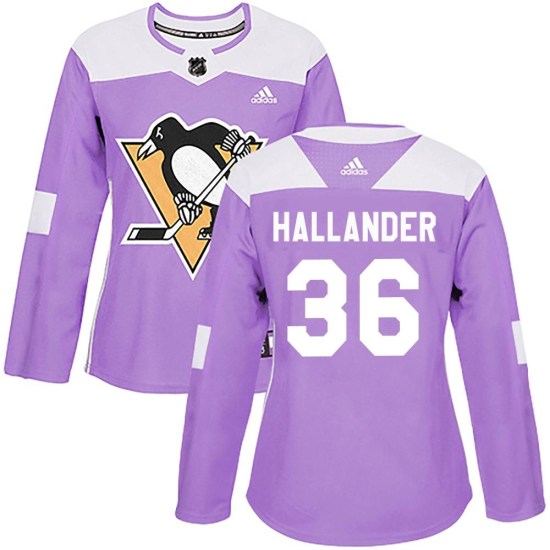 Filip Hallander Pittsburgh Penguins Women's Authentic Fights Cancer Practice Adidas Jersey - Purple