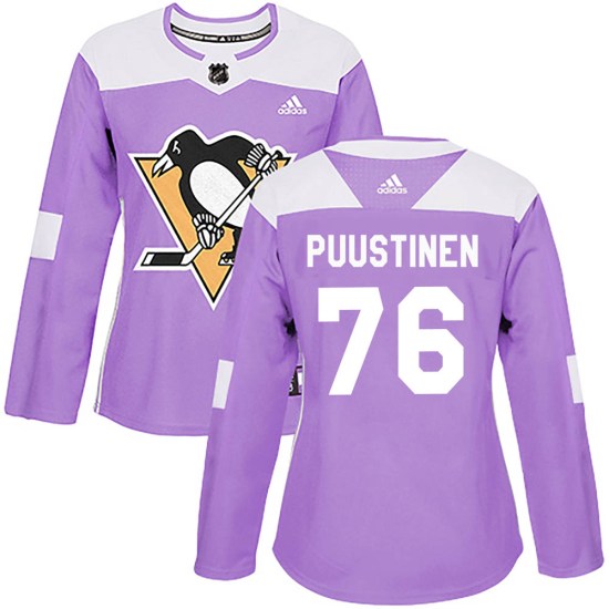 Valtteri Puustinen Pittsburgh Penguins Women's Authentic Fights Cancer Practice Adidas Jersey - Purple