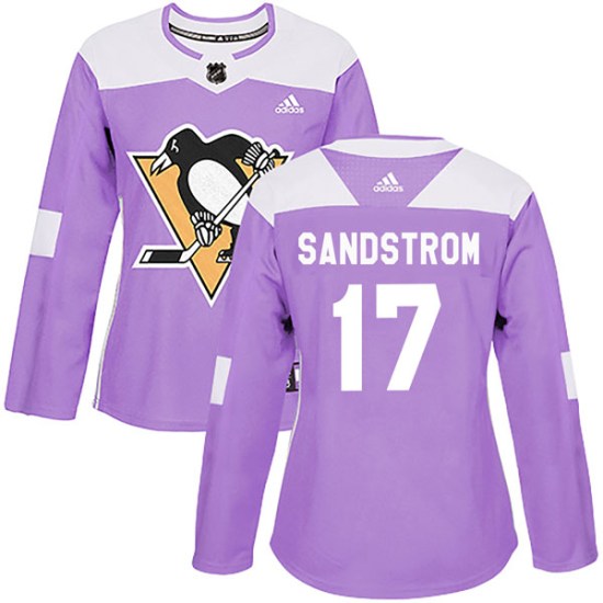 Tomas Sandstrom Pittsburgh Penguins Women's Authentic Fights Cancer Practice Adidas Jersey - Purple