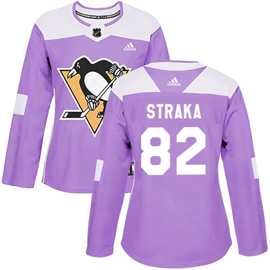 Martin Straka Pittsburgh Penguins Women's Authentic Fights Cancer Practice Adidas Jersey - Purple