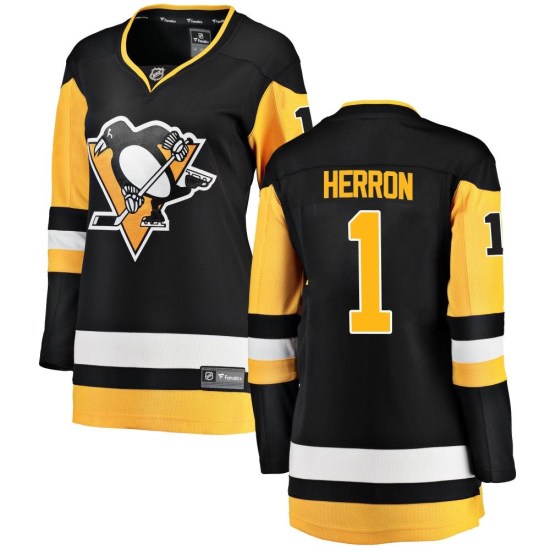 Denis Herron Pittsburgh Penguins Women's Breakaway Home Fanatics Branded Jersey - Black