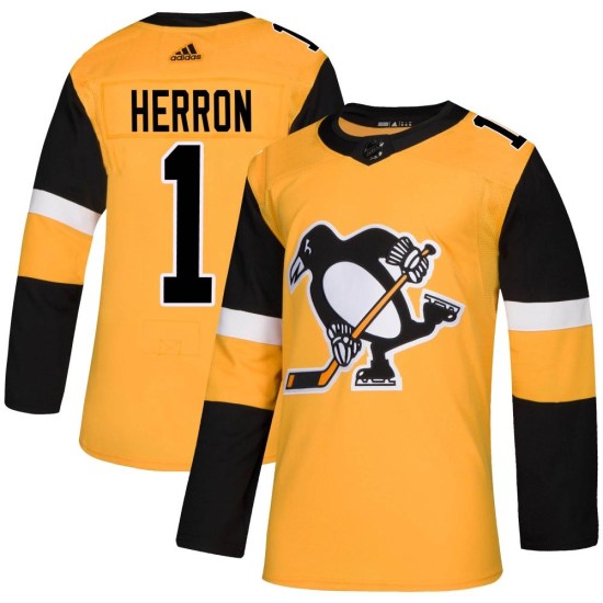 Denis Herron Pittsburgh Penguins Authentic Alternate Adidas Jersey - Gold