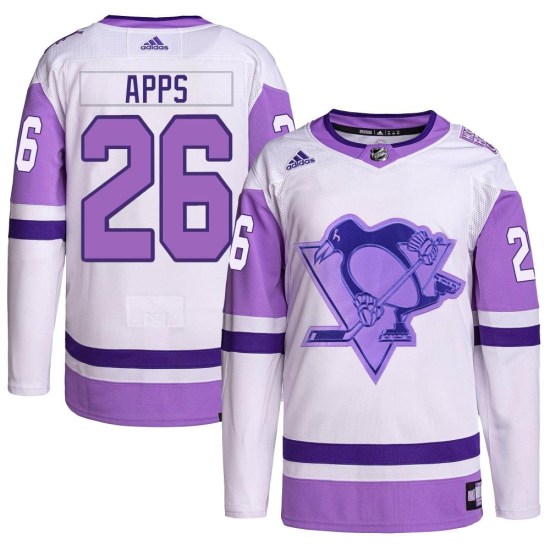 Syl Apps Pittsburgh Penguins Youth Authentic Hockey Fights Cancer Primegreen Adidas Jersey - White/Purple