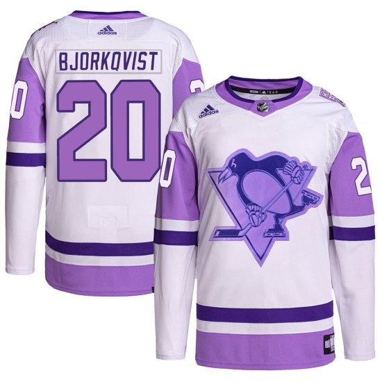 Kasper Bjorkqvist Pittsburgh Penguins Youth Authentic Hockey Fights Cancer Primegreen Adidas Jersey - White/Purple