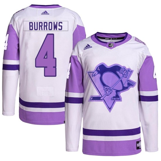 Dave Burrows Pittsburgh Penguins Youth Authentic Hockey Fights Cancer Primegreen Adidas Jersey - White/Purple